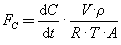 Fc=dC/dt·(V·rho/(R·T·A)